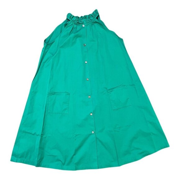 LeoCA Paris Green Dress Size Sleeveless Size Small Pockets Solid Spring Summer - Picture 6 of 6